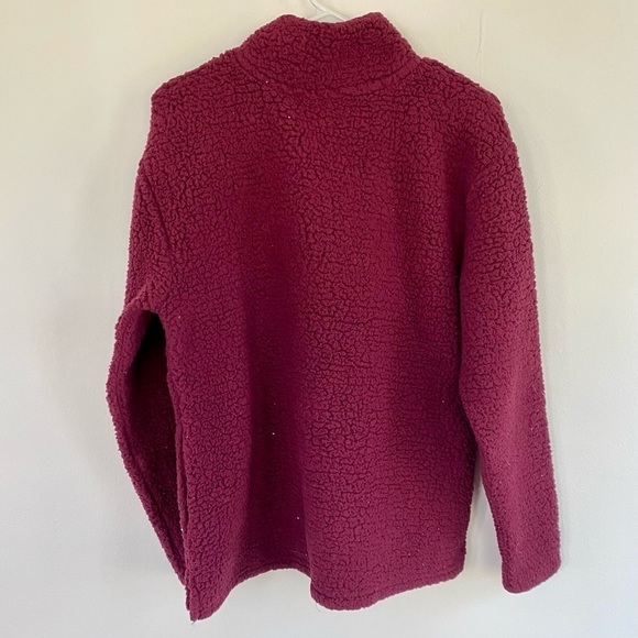 PINK by Victoria's Secret Burgundy Sherpa Quarter Zip - Mock Neck - Picture 4 of 5